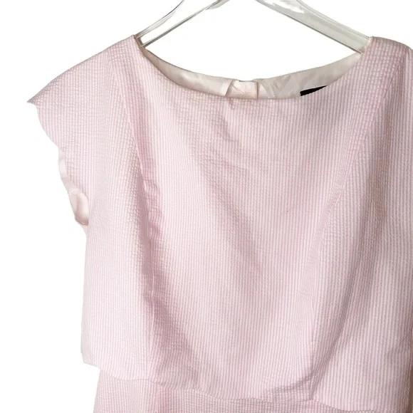 Lauren James Seersucker Pink White Open Back Dress Size Small - Picture 7 of 8